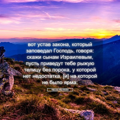 Picture 05 - Числа 19:2 RUSV - вот устав закона, который - Bible Verse Picture
