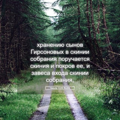 Picture 05 - Числа 3:25 RUSV - хранению сынов Гирсоновых - Bible Verse Picture