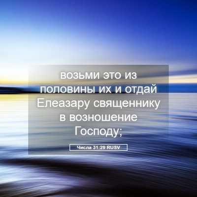 Picture 05 - Числа 31:29 RUSV - возьми это из половины их и - Bible Verse Picture