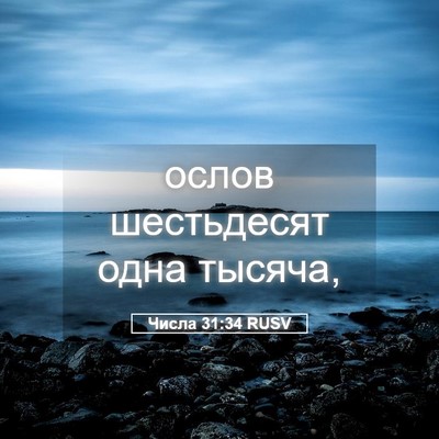 Picture 05 - Числа 31:34 RUSV - ослов шестьдесят одна - Bible Verse Picture