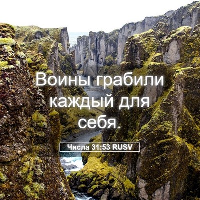 Picture 05 - Числа 31:53 RUSV - Воины грабили каждый для - Bible Verse Picture