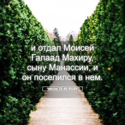 Picture 05 - Числа 32:40 RUSV - и отдал Моисей Галаад - Bible Verse Picture