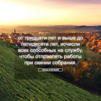 Picture 05 - Числа 4:30 RUSV - от тридцати лет и выше до - Bible Verse Picture