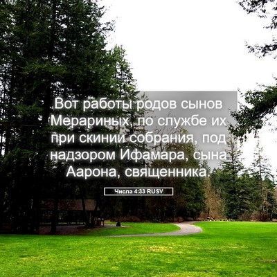 Picture 05 - Числа 4:33 RUSV - Вот работы родов сынов - Bible Verse Picture