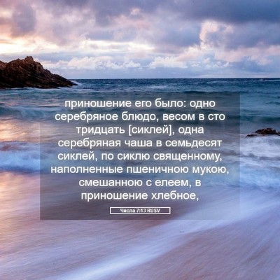 Picture 05 - Числа 7:13 RUSV - приношение его было: одно - Bible Verse Picture