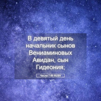 Picture 05 - Числа 7:60 RUSV - В девятый день начальник - Bible Verse Picture