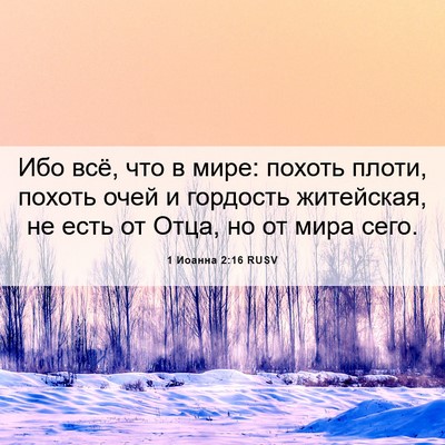 Picture 06 - 1 Иоанна 2:16 RUSV - Ибо всё, что в мире: похоть - Bible Verse Picture