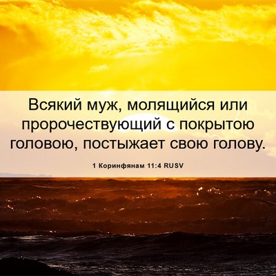 Picture 06 - 1 Коринфянам 11:4 RUSV - Всякий муж, молящийся или - Bible Verse Picture