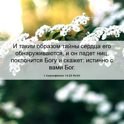 Picture 06 - 1 Коринфянам 14:25 RUSV - И таким образом тайны - Bible Verse Picture
