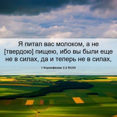 Picture 06 - 1 Коринфянам 3:2 RUSV - Я питал вас молоком, а не - Bible Verse Picture