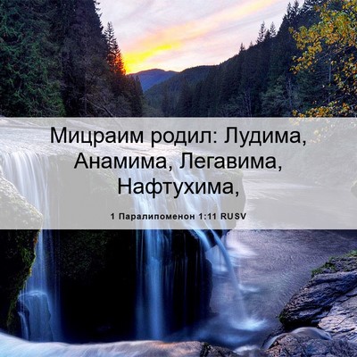 Picture 06 - 1 Паралипоменон 1:11 RUSV - Мицраим родил: Лудима, - Bible Verse Picture