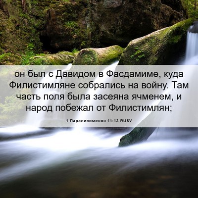Picture 06 - 1 Паралипоменон 11:13 RUSV - он был с Давидом в - Bible Verse Picture