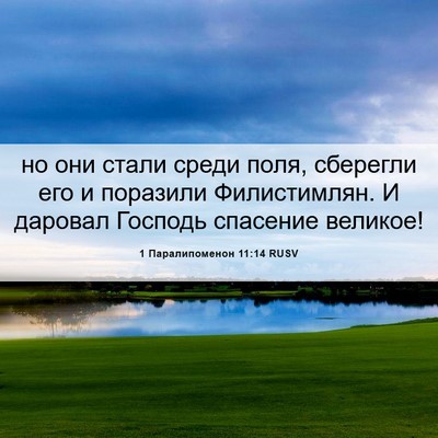 Picture 06 - 1 Паралипоменон 11:14 RUSV - но они стали среди поля, - Bible Verse Picture