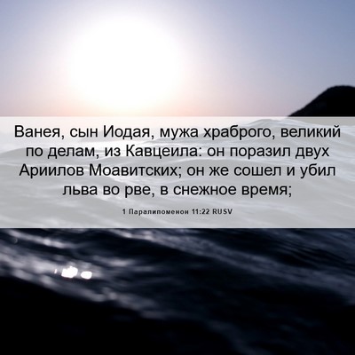 Picture 06 - 1 Паралипоменон 11:22 RUSV - Ванея, сын Иодая, мужа - Bible Verse Picture