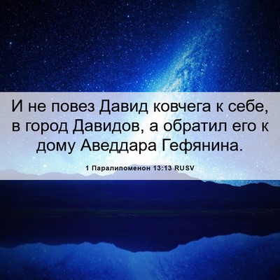 Picture 06 - 1 Паралипоменон 13:13 RUSV - И не повез Давид ковчега к - Bible Verse Picture