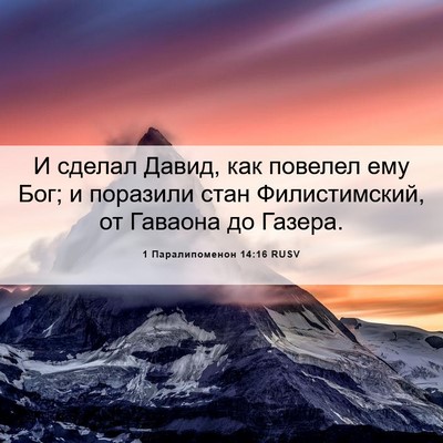 Picture 06 - 1 Паралипоменон 14:16 RUSV - И сделал Давид, как повелел - Bible Verse Picture