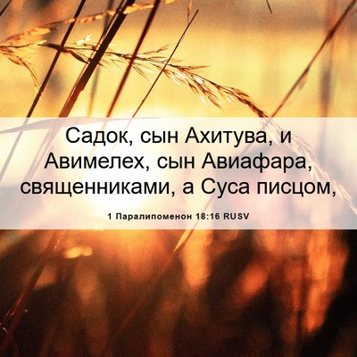 Picture 06 - 1 Паралипоменон 18:16 RUSV - Садок, сын Ахитува, и - Bible Verse Picture