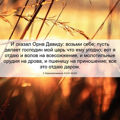 Picture 06 - 1 Паралипоменон 21:23 RUSV - И сказал Орна Давиду: - Bible Verse Picture