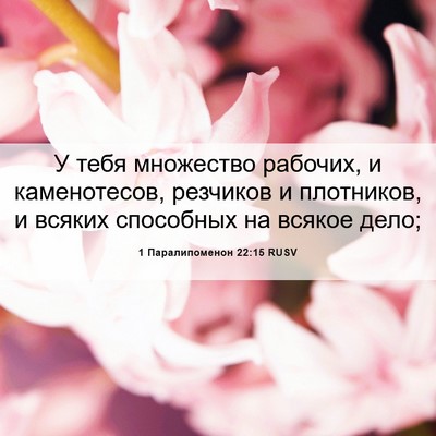 Picture 06 - 1 Паралипоменон 22:15 RUSV - У тебя множество рабочих, и - Bible Verse Picture