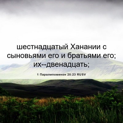 Picture 06 - 1 Паралипоменон 25:23 RUSV - шестнадцатый Ханании с - Bible Verse Picture
