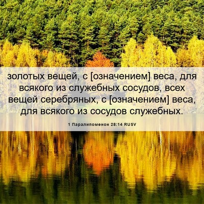Picture 06 - 1 Паралипоменон 28:14 RUSV - золотых вещей, с - Bible Verse Picture