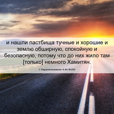 Picture 06 - 1 Паралипоменон 4:40 RUSV - и нашли пастбища тучные и - Bible Verse Picture