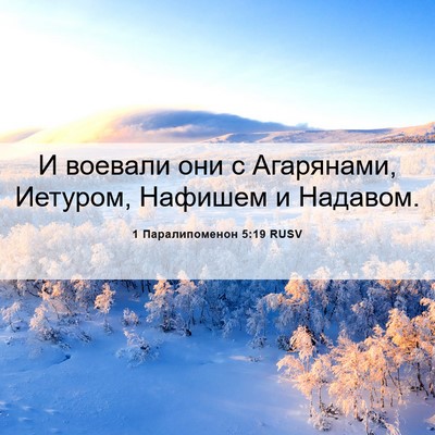 Picture 06 - 1 Паралипоменон 5:19 RUSV - И воевали они с Агарянами, - Bible Verse Picture