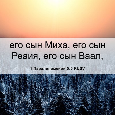 Picture 06 - 1 Паралипоменон 5:5 RUSV - его сын Миха, его сын Реаия, - Bible Verse Picture