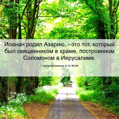 Picture 06 - 1 Паралипоменон 6:10 RUSV - Иоанан родил Азарию, --это - Bible Verse Picture