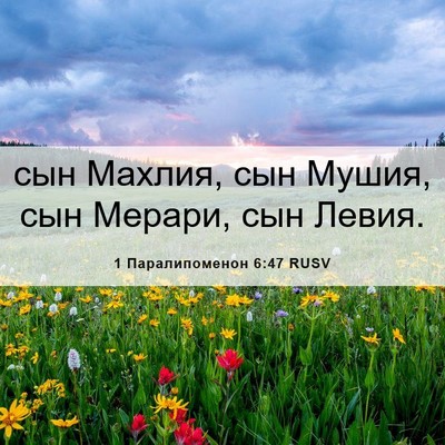 Picture 06 - 1 Паралипоменон 6:47 RUSV - сын Махлия, сын Мушия, сын - Bible Verse Picture