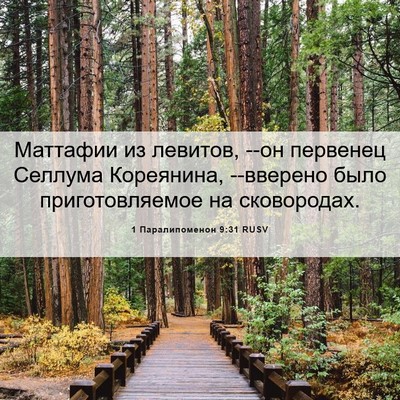 Picture 06 - 1 Паралипоменон 9:31 RUSV - Маттафии из левитов, --он - Bible Verse Picture
