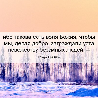 Picture 06 - 1 Петра 2:15 RUSV - ибо такова есть воля Божия, - Bible Verse Picture
