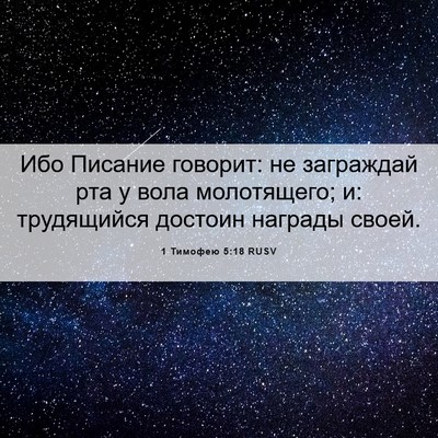 Picture 06 - 1 Тимофею 5:18 RUSV - Ибо Писание говорит: не - Bible Verse Picture