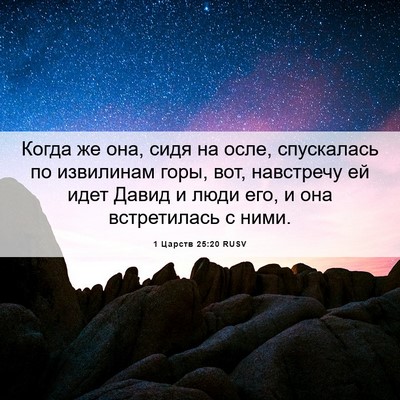 Picture 06 - 1 Царств 25:20 RUSV - Когда же она, сидя на осле, - Bible Verse Picture