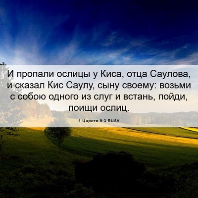 Picture 06 - 1 Царств 9:3 RUSV - И пропали ослицы у Киса, - Bible Verse Picture