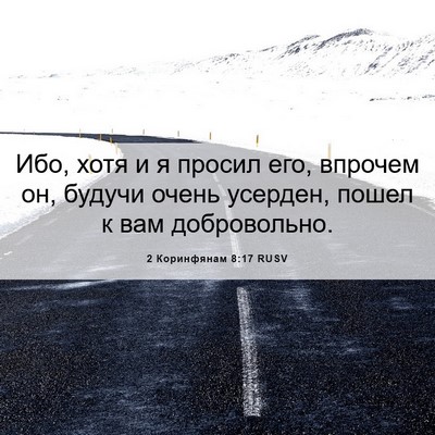 Picture 06 - 2 Коринфянам 8:17 RUSV - Ибо, хотя и я просил его, - Bible Verse Picture