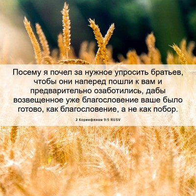 Picture 06 - 2 Коринфянам 9:5 RUSV - Посему я почел за нужное - Bible Verse Picture