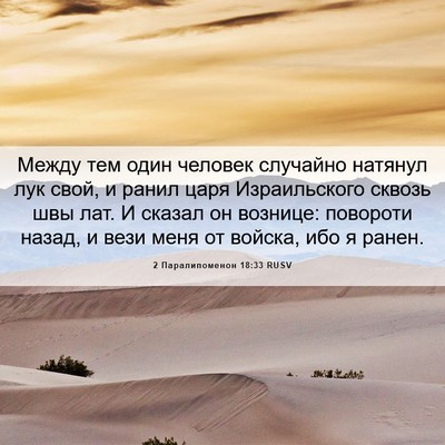 Picture 06 - 2 Паралипоменон 18:33 RUSV - Между тем один человек - Bible Verse Picture