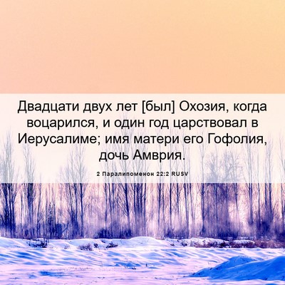 Picture 06 - 2 Паралипоменон 22:2 RUSV - Двадцати двух лет [был] - Bible Verse Picture
