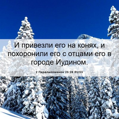 Picture 06 - 2 Паралипоменон 25:28 RUSV - И привезли его на конях, и - Bible Verse Picture