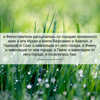 Picture 06 - 2 Паралипоменон 28:18 RUSV - и Филистимляне - Bible Verse Picture