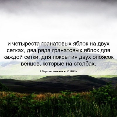 Picture 06 - 2 Паралипоменон 4:13 RUSV - и четыреста гранатовых - Bible Verse Picture