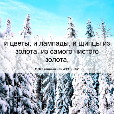 Picture 06 - 2 Паралипоменон 4:21 RUSV - и цветы, и лампады, и щипцы - Bible Verse Picture