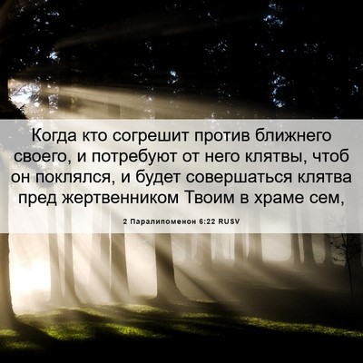 Picture 06 - 2 Паралипоменон 6:22 RUSV - Когда кто согрешит против - Bible Verse Picture