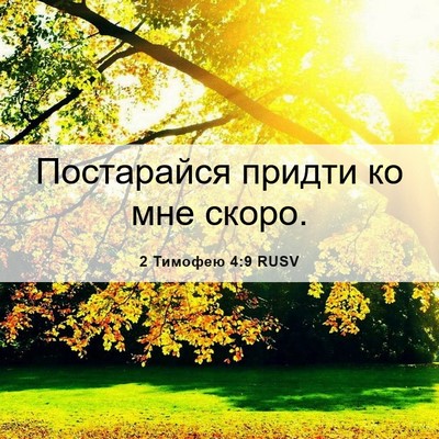 Picture 06 - 2 Тимофею 4:9 RUSV - Постарайся придти ко мне - Bible Verse Picture
