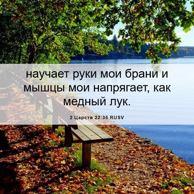 Picture 06 - 2 Царств 22:35 RUSV - научает руки мои брани и - Bible Verse Picture