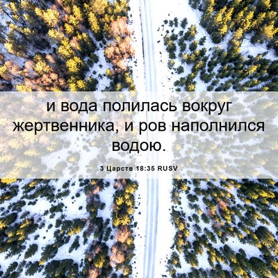 Picture 06 - 3 Царств 18:35 RUSV - и вода полилась вокруг - Bible Verse Picture