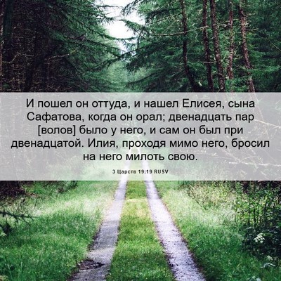 Picture 06 - 3 Царств 19:19 RUSV - И пошел он оттуда, и нашел - Bible Verse Picture