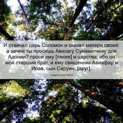 Picture 06 - 3 Царств 2:22 RUSV - И отвечал царь Соломон и - Bible Verse Picture