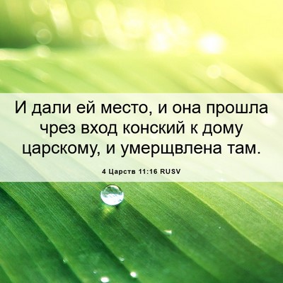 Picture 06 - 4 Царств 11:16 RUSV - И дали ей место, и она - Bible Verse Picture